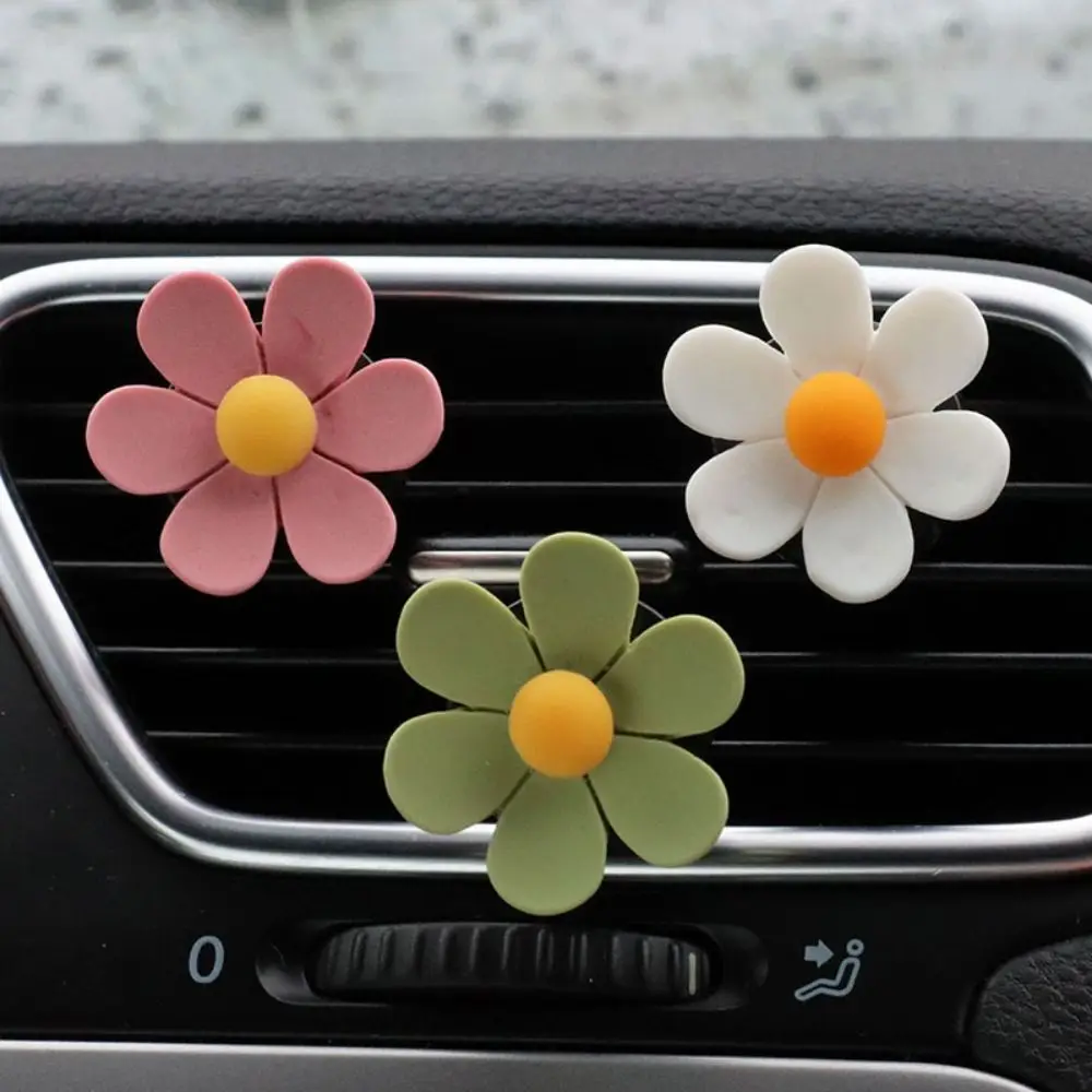 Five-petal Flower Car Perfume Decorative Clip Daisy Car Air Conditioning Outlet Clip Daisy Scented Holder 3Pcs/Set car perfume clip