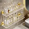 Bathroom Wall Hanging Punch-free Towel Shelving Washroom Toiletries Organizing Rack Kitchen Acrylic Gold Storage Rack 2