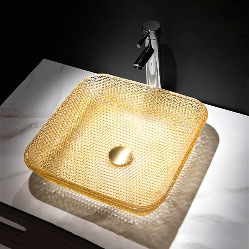 

BW21-003 сантехника для ванной комнаты, роскошная стеклянная раковина для ванной комнаты, креативная художественная раковина 390*390*110 мм