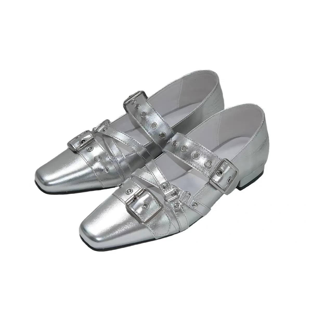 Spring Autumn Women Mary Jane Shoes Fashion Square Toe Ladies Comfort Soft Sole Flats Belt Buckle Women's Comfort Flats Shoes