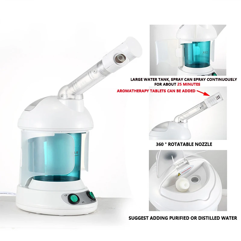 Face Vaporizer Vapour Hot Mist Vaporizador Facial Steamer Skin Care Relax  Moisturizer Beauty Aroma Herbal Steaming Face Spa Tool