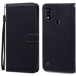 Premium Soft Silicone Leather Flip Wallet Phone Case - Stylish Protective Back Cover Coque s Etui for ZTE Blade A51 (Black)