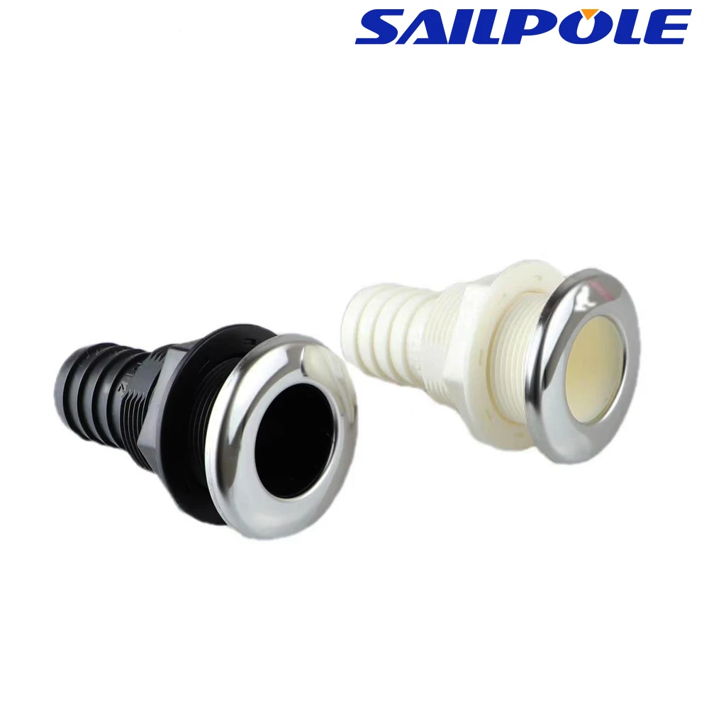 Nylon Plastic Bilge Fitting With Stainless steel Rim Bilge Pump Aerator Hose Boat Marine Yacht outlet bilge pump 16/19/25/32/38/50 mm