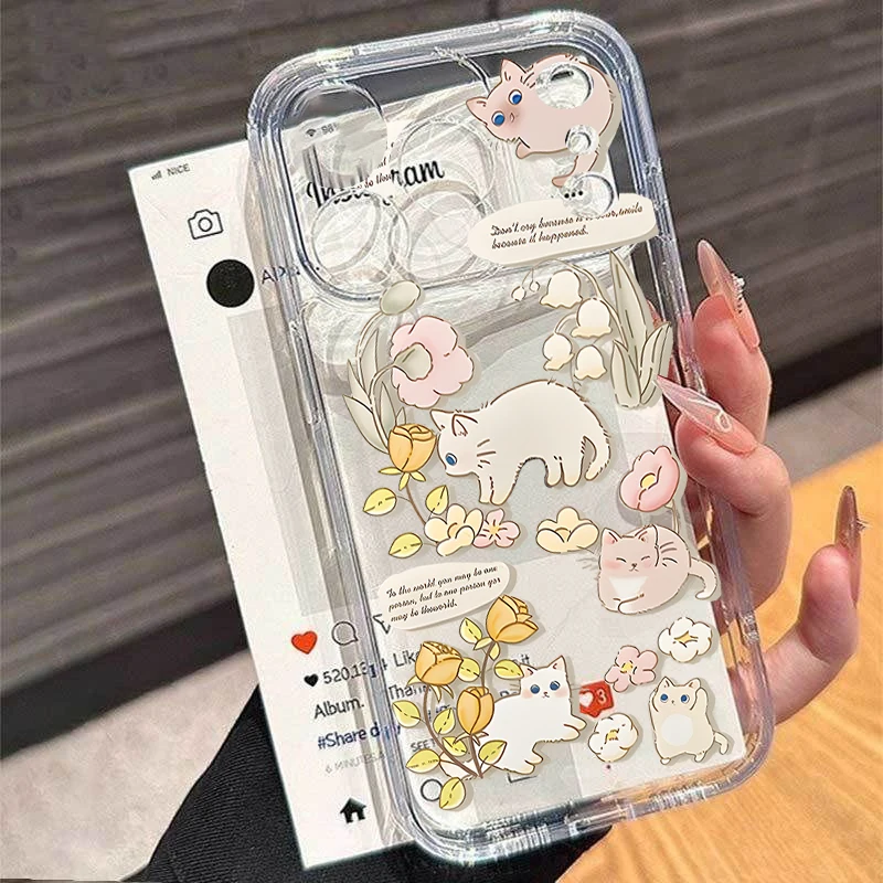 Charming Floral Bow Rabbit Cat Design Phone Case Cover