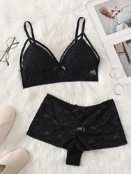 Elegant Lace Lingerie Set - M (Black)