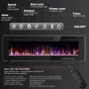 Ultra-Thin Silence Linear Electric Fireplace, Recessed Wall Mounted Fireplace, Fit for 2 x 4 and 2 x 6 Stud, 12 Adjustable Flame 4