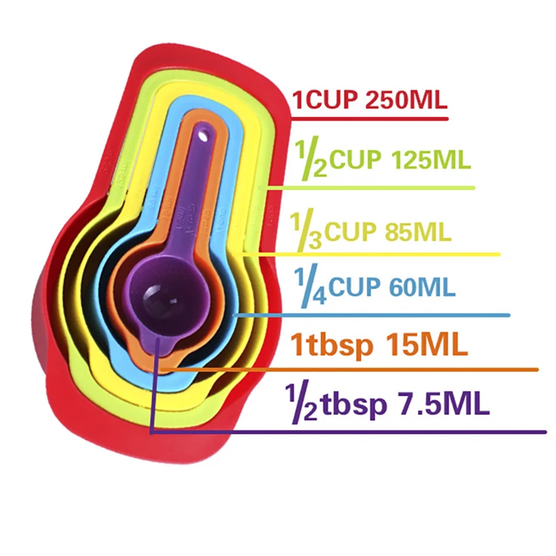 Rainbow Measuring Cup Colored Plastic Flour Measuring Spoon Scale Spoon Set Baking Accessories Kitchen Tools 6/12 Pcs kitchen measuring spoons measuring spoon set measuring cup and spoon set plastic measuring cup