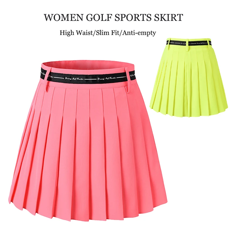

Golf Skirt Women Korean Pleated Skirt High Waist Golf Skort Ladies Slim Badminton Culottes A-lined Pantskirt with Inner Shorts