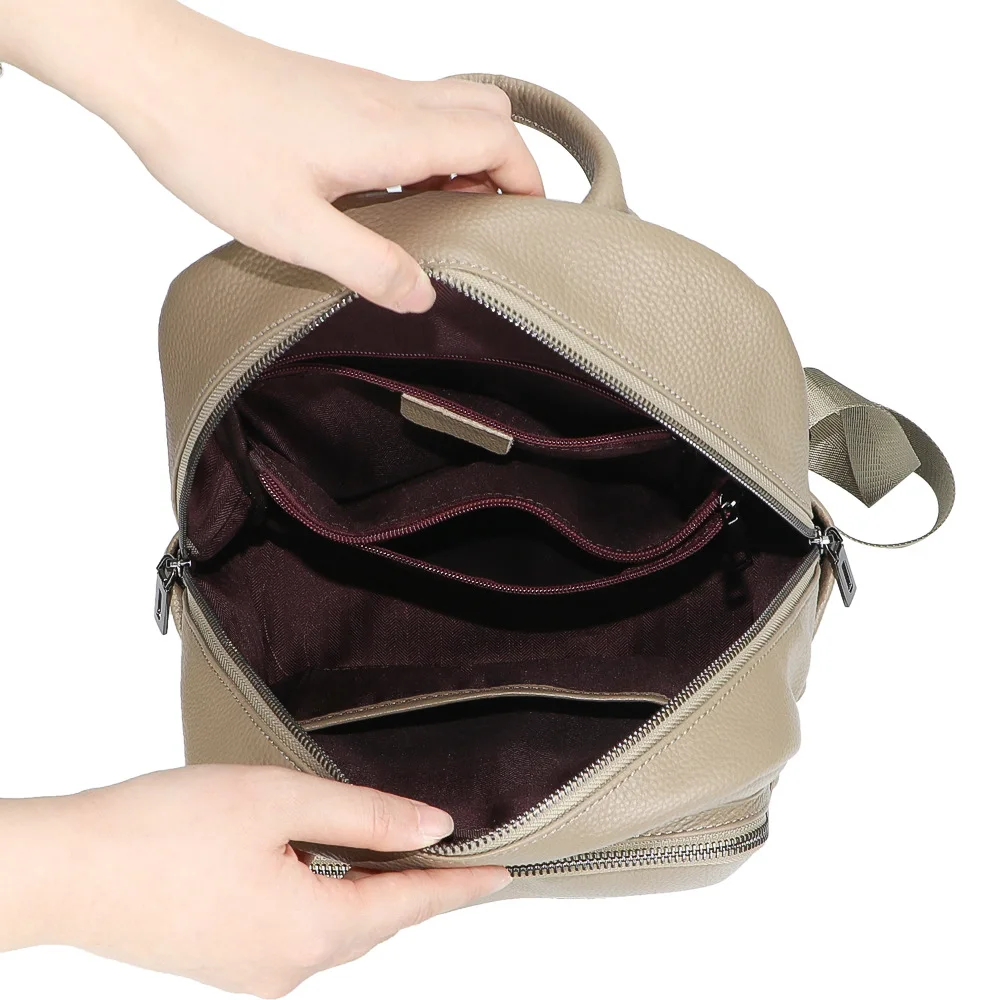2024 New Genuine leather Large capacity fashion women's Double shoulder top layer cowhide leisure travel Knapsack