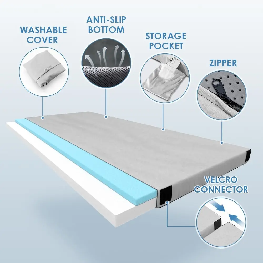 Memory Foam Camping Mattress, Portable Roll Up Travel Car Camping Mattress Sleeping Pad & Floor Mattress, C