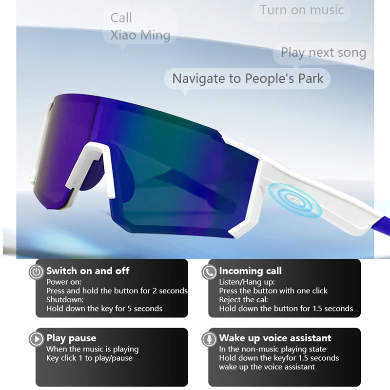 LIGE Polarized Bluetooth Sunglasses for Men Women Sports Smart Glasses Built-in Mic Music UV Protection Running Cycling Glasses