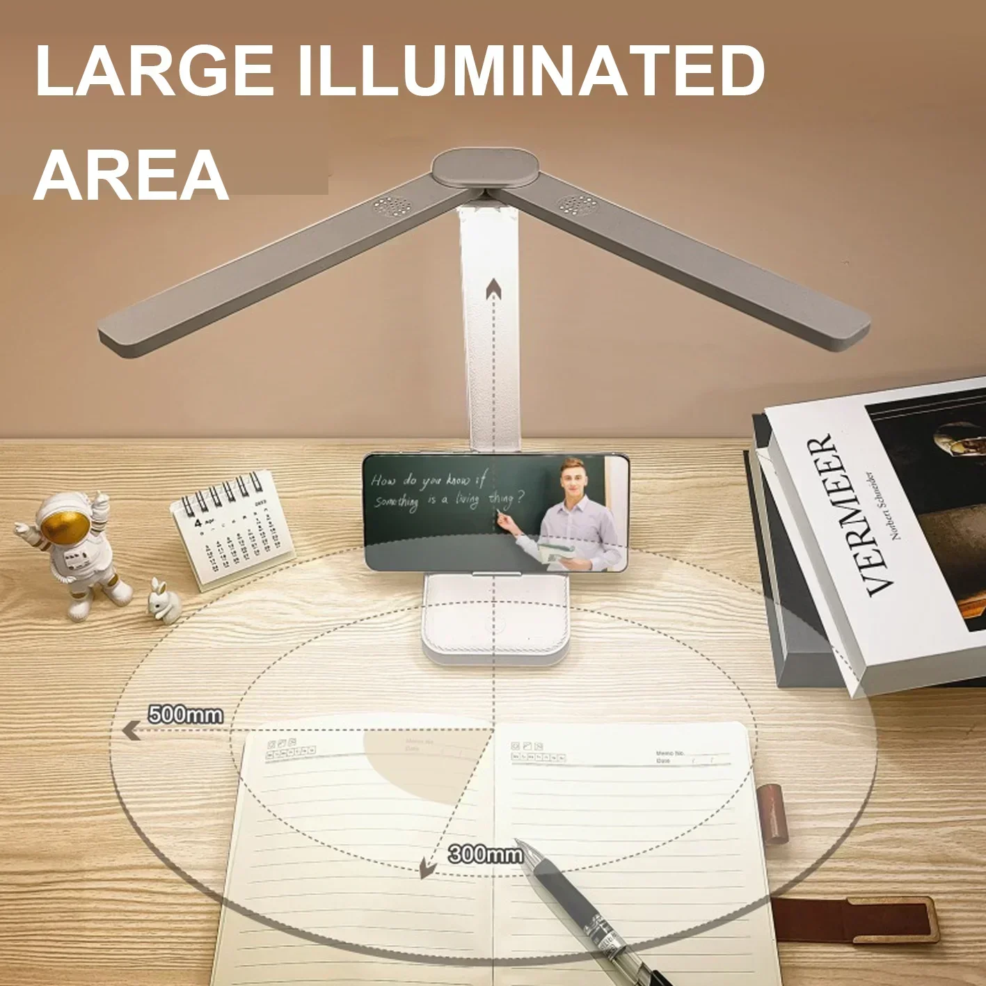 Table Lamp USB Rechargeable Foldable Read LED Desk Lamp 3 Levels Dimmable Touch Sensor Eye Protection for Bedroom Bedside Office