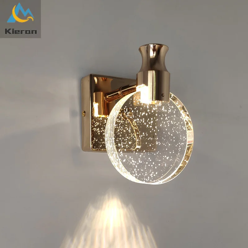 Simple Bedroom Living Room Crystal LED Wall Lamp Mirror Front Lamp Bathroom Makeup Wall Light Home Decor Lights Mirror led wall lamp wall sconces light wall lamp