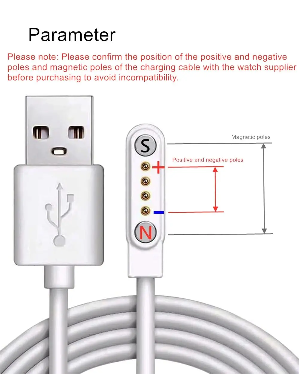 Smart Watch Charging Cable Universal 2/4 Pins USB Magnetic