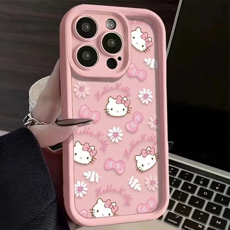 thumbnail image 1 of Sanrio-funda de teléfono de Hello Kitty, carcasa de silicona suave para Iphone 16, 15, 14, 12, 13, 11 Pro Max, XR, XS, X, MINI, 7, 8Plus, Y2k, regalo para niña, 1 of 4