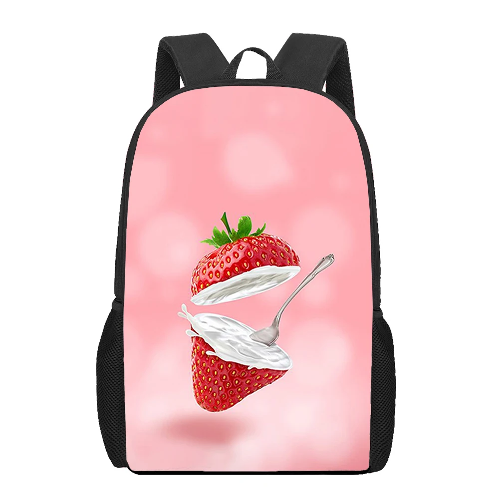 

Cartoon Fresh Fruit Backpack Strawberry Print School Bag Computer Bag Hiking Daypacks for Teen Girl Weekend Getaways, Shopping