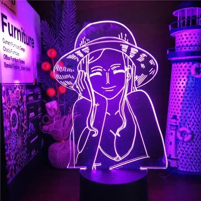 Lampada illusione 3D Luce notturna a LED Fresh Girls Taking Knife Light For Room Decroation Cambia colore Anime Lamp Gift For Kid Camera dei bambini Ragazzo ragazza regalo compleanno vacanza Natale