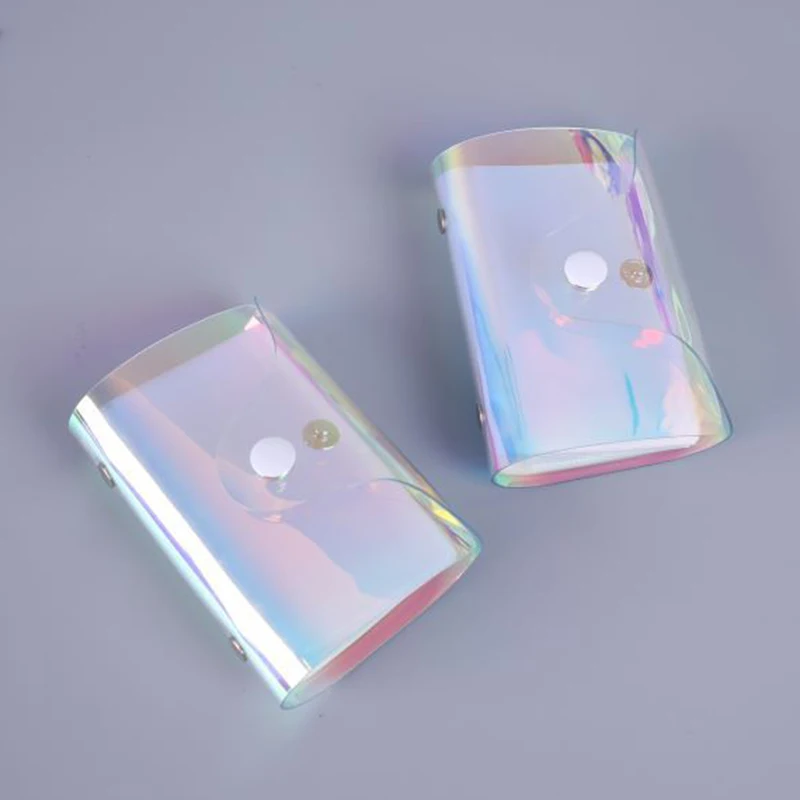 1PC Colorful Short Wallet Transparent Coin Purse Women Wallet Laser PVC Card Clear Short Purse Laser Holographic Women Clear