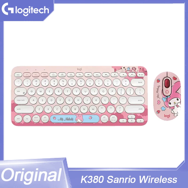 

Logitech K380 Sanrio Kuromi Keyboard Cute Cartoon High-value Girl Heart Wireless Bluetooth Keyboards Portable Gaming Office Thin