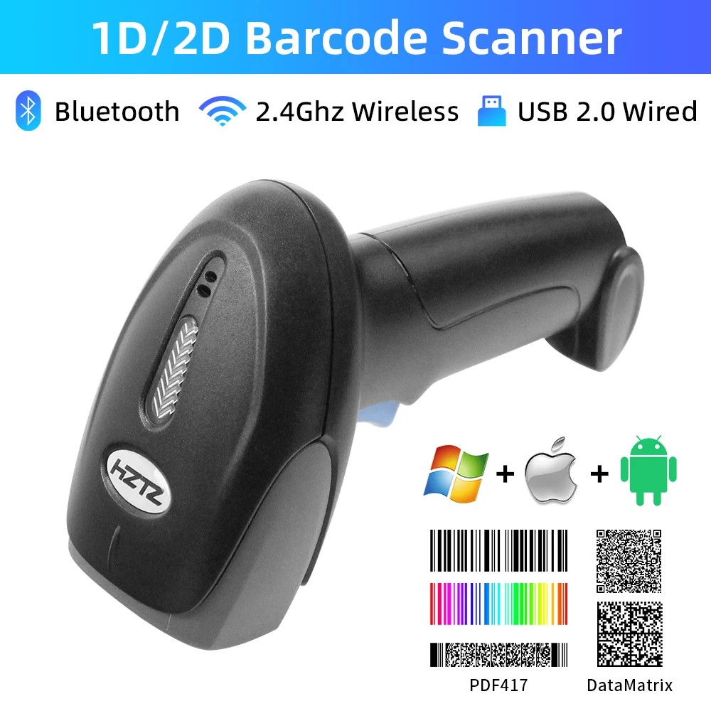 WB-2D Bluetooth 2D Barcode Reader And W QR 2.4G Wireless Wired Handheld Barcode Scanner USB Support Mobile Phone iPad
