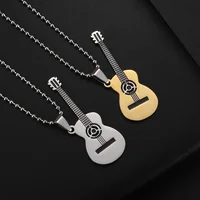 Exquisite Guitar Necklace Men's Stainless Steel Rock Electric Guitar Bass Pendant Necklace Hip Hop Music Style Personality Gift - Image 6