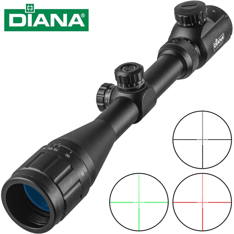 DIANA 4-16x44 Tactical Riflescope Optic Sight Green Red Illuminated Hunting  Scopes Rifle Scope for Sniper Airsoft Air Gun