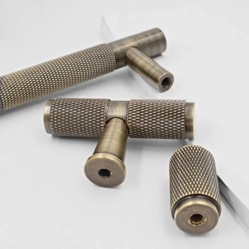 Solid Bronze Brass Knurled Handle Drawer Door Handle Cabinet Knobs furniture handles,kitchen door handles
