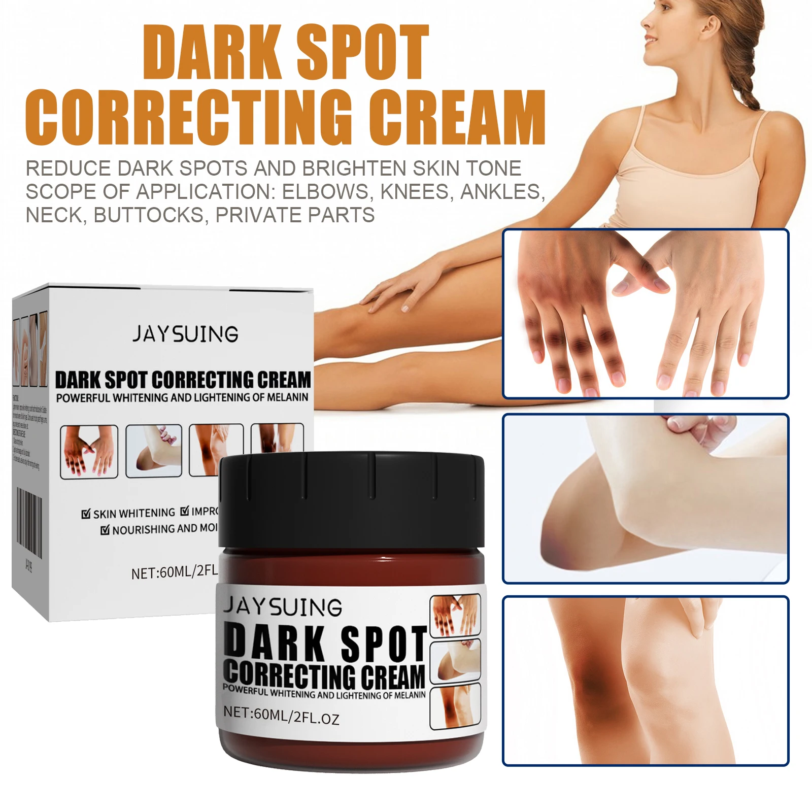 Dark Knuckle Bleaching Cream Fade Pigmentation Lightening Joint Elbow Knees Ankle Melanin Corrector Body Whitening Nourish Cream 6