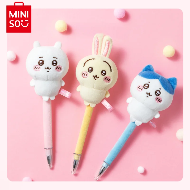 MINISO Anime Cartoon Chiikawa Series 3D Plush Gel Pen Genuine Cute  Hachiware Ballpoint Pen Student Stationery Black Pen Gifts - AliExpress 26