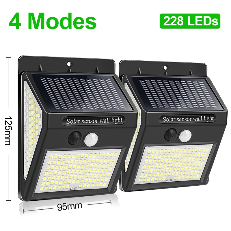 228 144 LED Solar Light Outdoor Solar Lamp PIR Motion Sensor Light Waterproof Solar Powered Sunlight for Garden Decoration solar led flood lights Solar Lamps