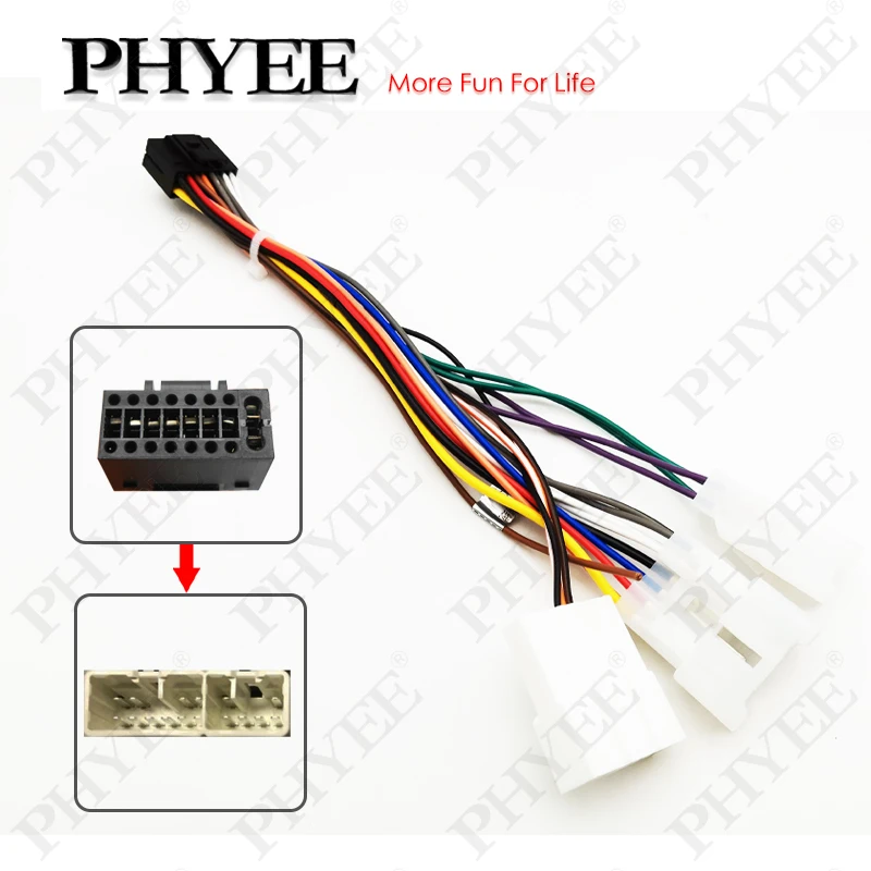 Wiring Harness 16 Pin Connector Plug Car Android Head Unit Cable Adapter for Toyota Corolla Camry RAV4 Hilux Land Cruiser Yaris