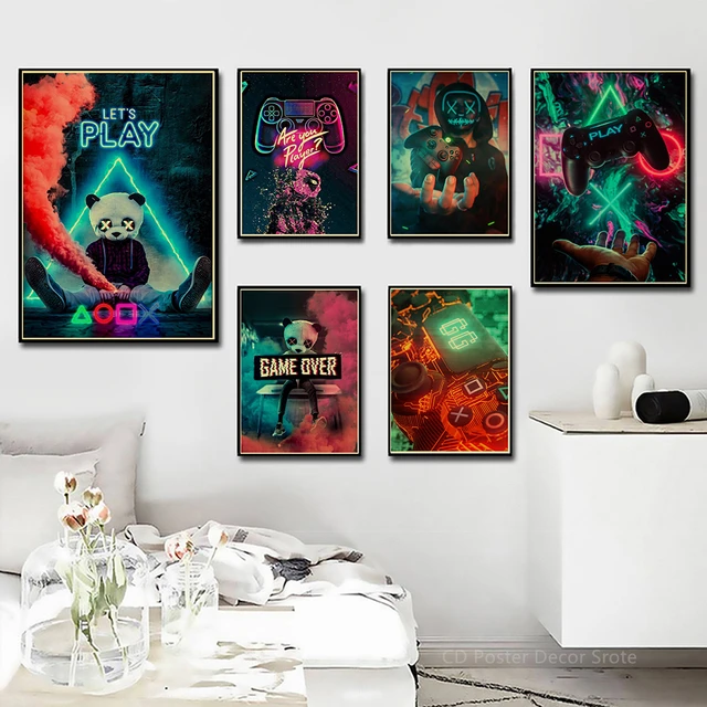 Retro Game Poster Canvas Painting Gaming Art Print Gamer Posters And Prints  Nordic Wall Picture For Playroom Boy Room Decoration - AliExpress