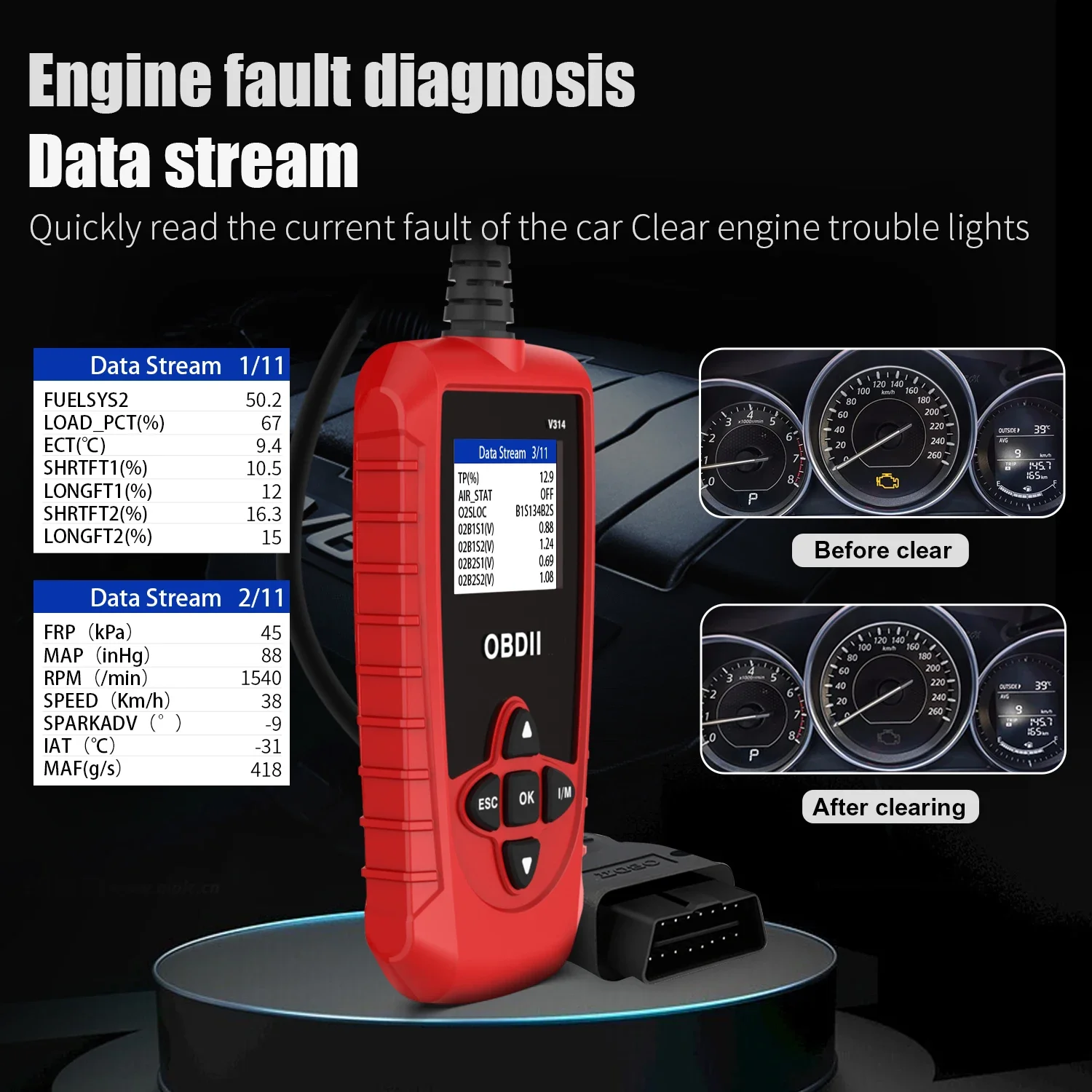 OBDeleven 赤 Newest V314 OBD2 Scanner Code Reader Engine Fault Scanner