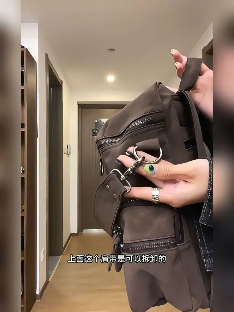 JIAERDI Retro Large Capacity Brown Backpack Student New Pocket Portable Y2k Backpacks Ladies Vintage Travel Mochila Aesthetic