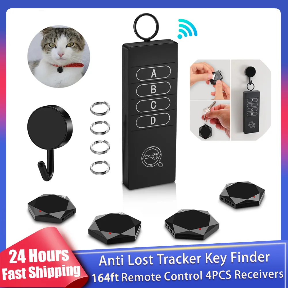 Anti Lost Tracker Key Finder Locator Portable Wireless Smart Pet Wallet Tracker With 164ft Remote Control 4 Receivers gps tracker gps locator key finder anti lost tracker bluetooth tracker bluetooth gps tracker bluetooth finder wallet tracker