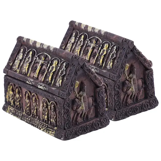 할로윈 분위기를 연출하는 마이크로 조경 관 상자 인형