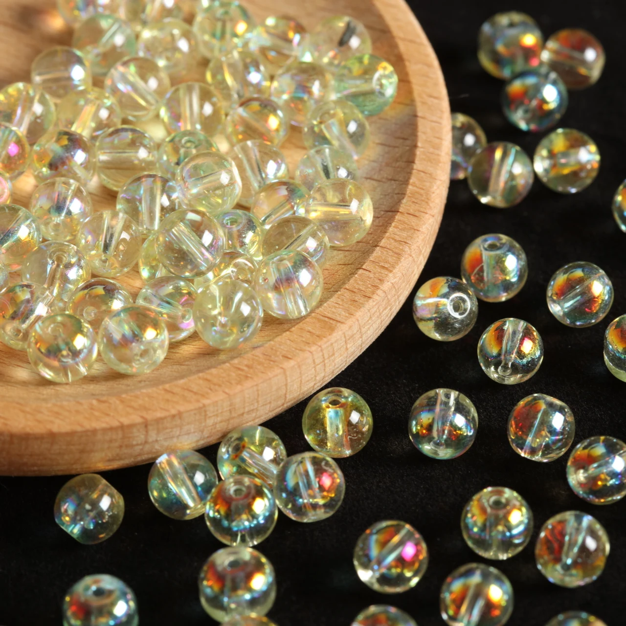 Sunset Orange Aurora Round Glass Beads - 320pcs Warm Tone Rainbow Spacer Beads