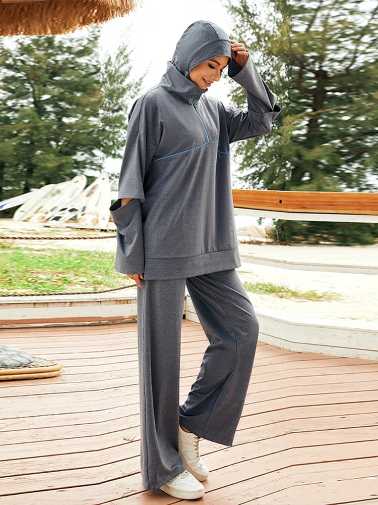 2022 Spring Women Muslim Sports Wear 3pcs Set Activewear Running Arab  Turkey Sportswear Outdoor Islamic Modest Active Gym Wear