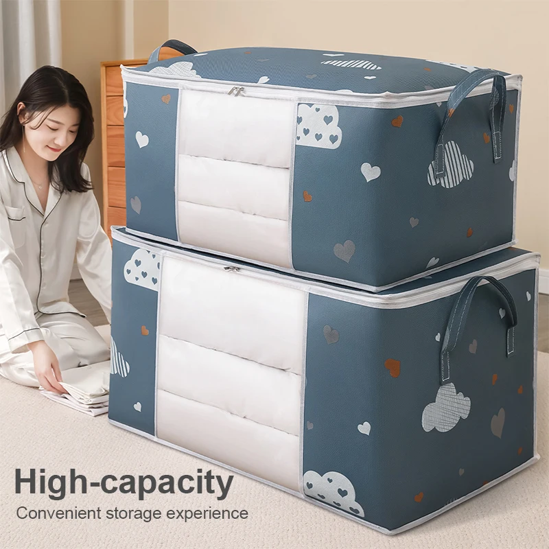 Clothes Storage Bag Big Capacity Quilt Duvet Blanket Sorting Dustproof Closet Under-Bed Moisture Proof Organizer