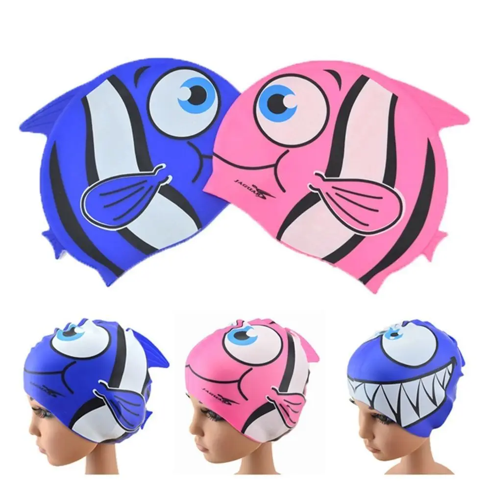 Swimming Pool Lovely Cartoon Animal Elastic Comfortable Kids Swimming Cap Beach Hat Diving Hat Silicone