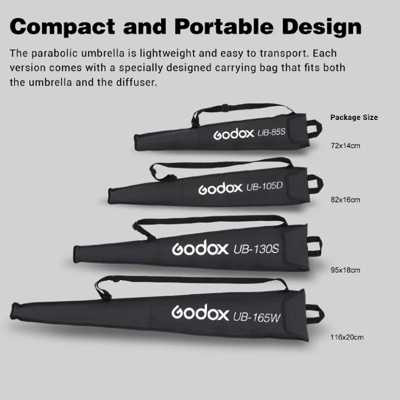 Description Picture 4 of itemSelens Parabolic Reflective Soft Diffuser Cover Softbox 85/105/130/165CM Photo Studio kits Soft Umbrella Photography Accessories