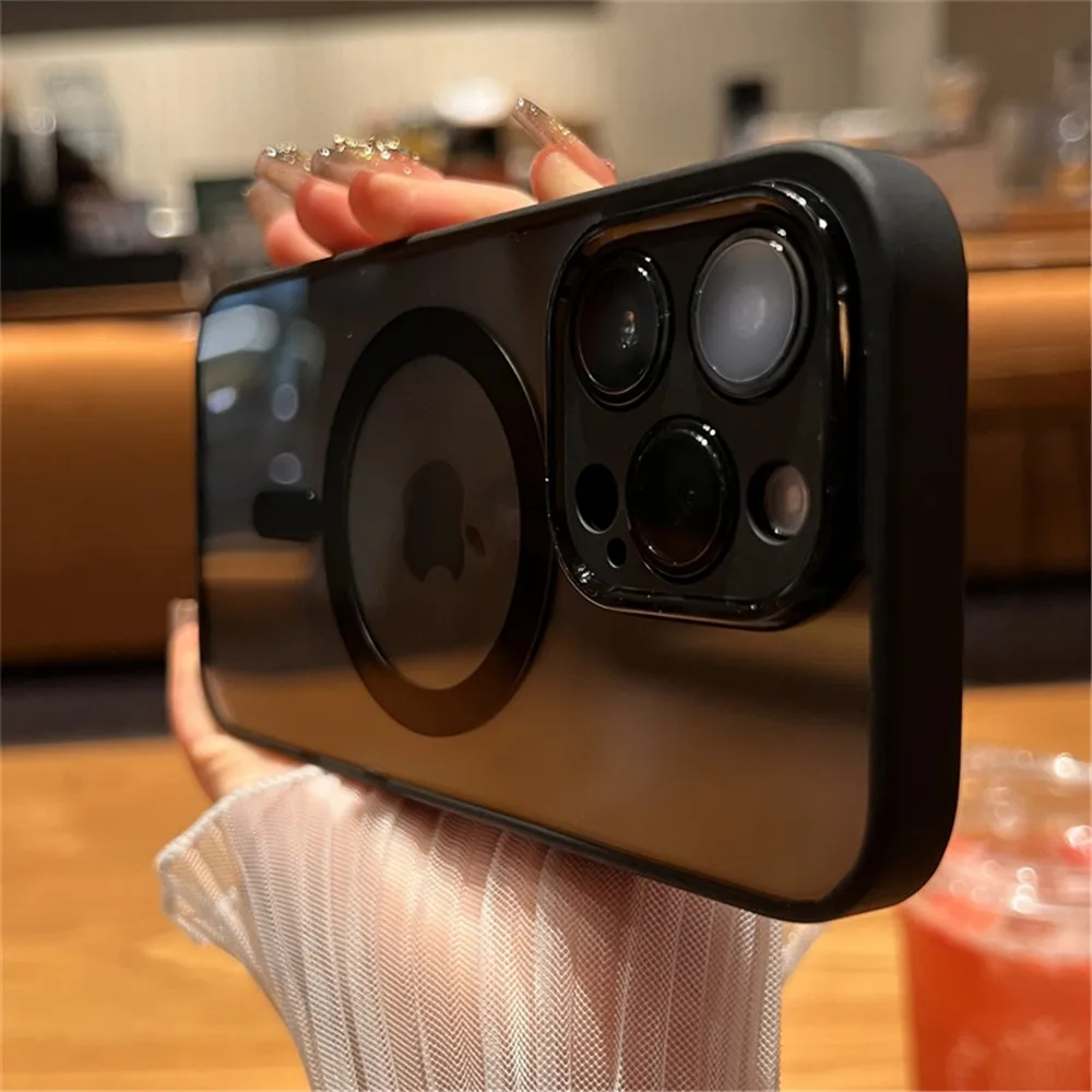 Priehľadné mäkké puzdro Magsafe pre iPhone 15 11 12 13 14 Pro Max Magnetické bezdrôtové nabíjanie Transparentný kryt nárazníka_voghion.com