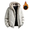 الرجال الشتاء الفراء طوق جاكت مزود بغطاء للرأس كلينفيت معطف مبطّن الرجال رشاقته الدافئة سترات أبلى الشارع الشهير Harajuku المتضخم سترة