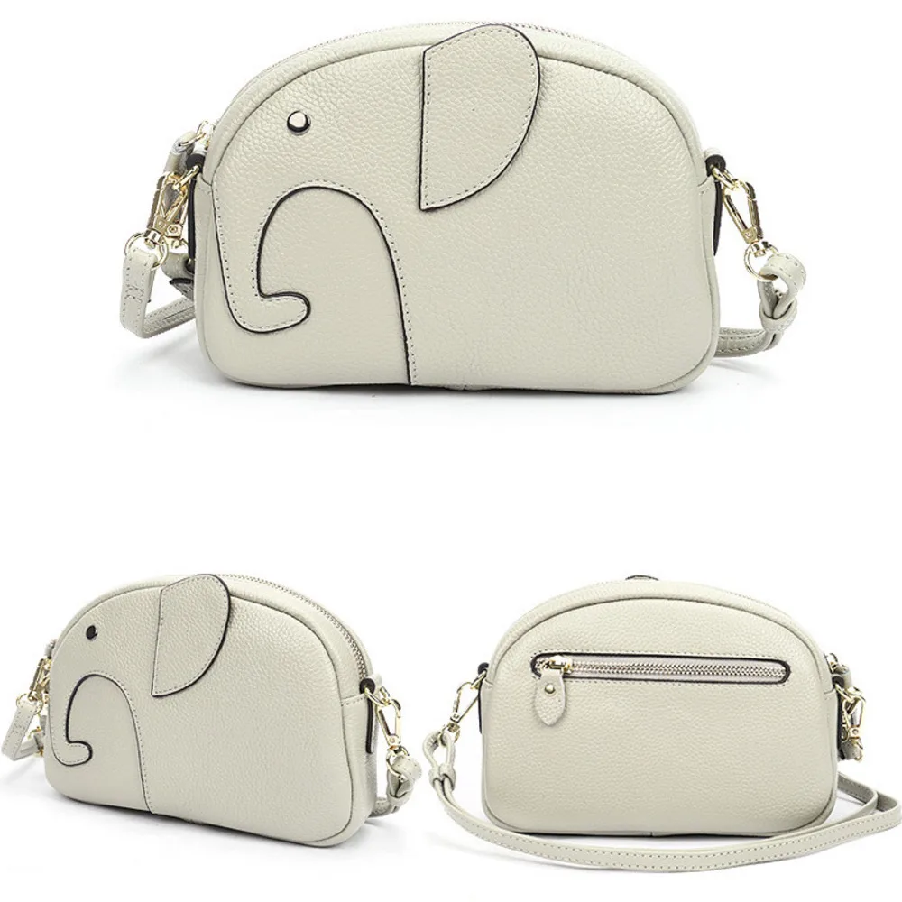 Crossbody Clutche Shoulder Bag Women's Y2k Genuine Leather Cute Creative Elephant Trendy Top Layer Cowhide Large Capacity