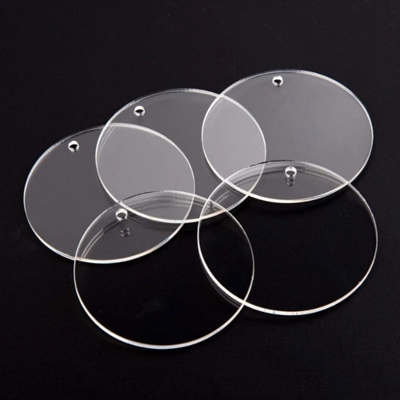

50Pcs/100Pcs Clear Acrylic Keychain Disc Round Plastic Keychain Charm Blank N0HE