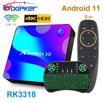 스마트 TV 박스 안드로이드 11 X88 프로 10 128GB Rockchip RK3318 4K 구글 유튜브 셋톱, X88Pro 듀얼 와이파이 2.4G/5G BT4.0 지원