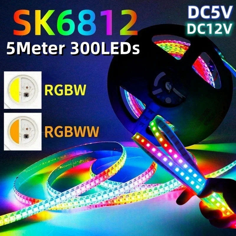 Светодиодная лента SK6812, 5 м, 5 в пост. Тока, 5 в пост. Тока