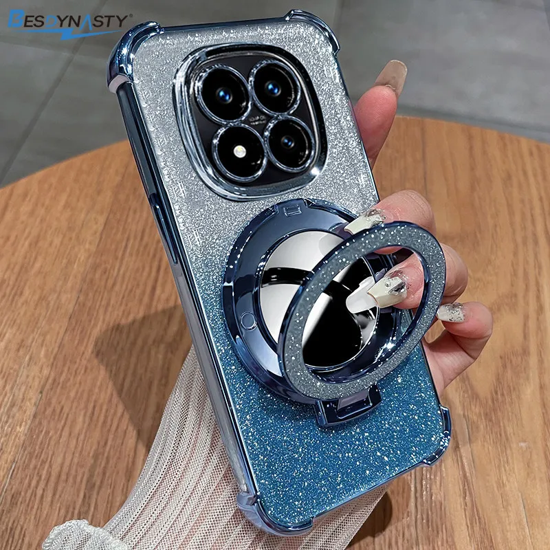 Mirror Glitter Holder Camera Protection Plated Soft Silicone Case with Airbag Cushioning