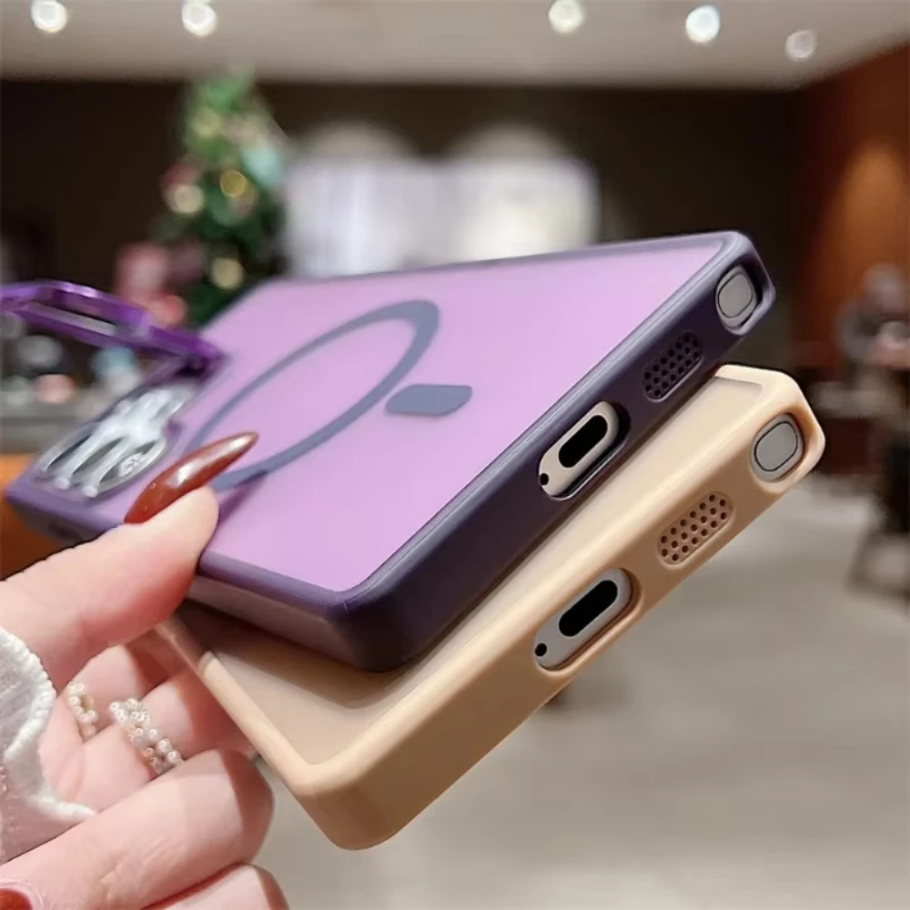 Shockproof Matte Magnetic Phone Case with Stand and Armor Cover