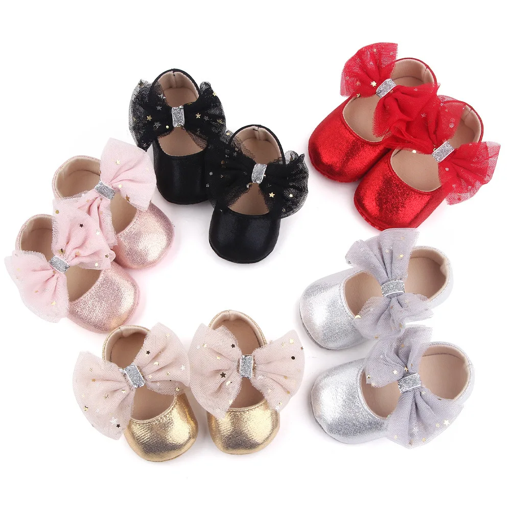 

Spring Autumn Girls Baby Shoes Lace Bowknot Cute Solid Color Soft Bottom Princess Shoes Casual Toddler 0-18 Months Newborn